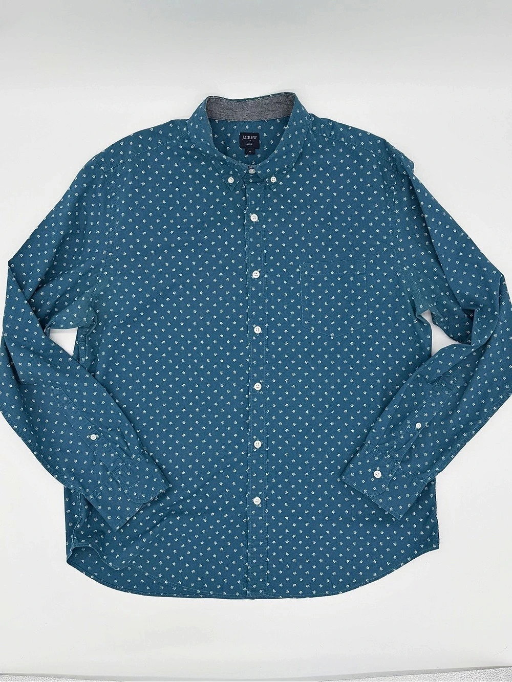 J.Crew Floral Button Down Shirt Blue White XL